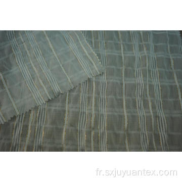 Tissu en mousseline de soie en polyester froissé or à rayures lurex